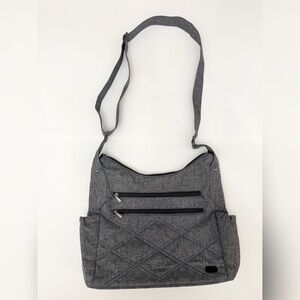 lug Cable Car Gray Quilted Crossbody Travel Tote Bag